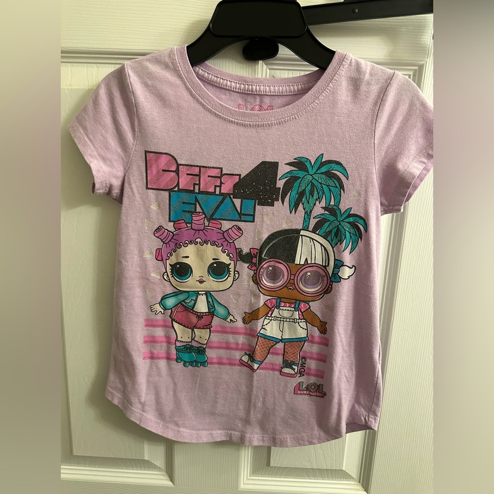 L.O.L Girls Size M 7/8 Short Sleeve T Shirt Top Purple